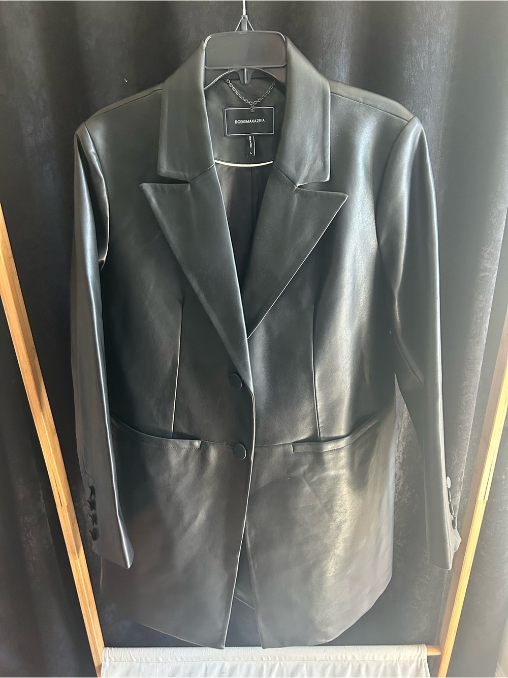 BCBGMaxAzria Black Faux Leather Blazer